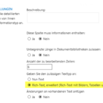 Zusätzliche Spalteneinstellungen