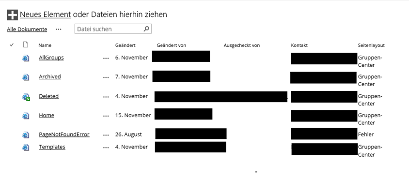 Ursprüngliche Darstellung in Listenform