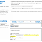 Websiteeinstellungen -> Sucheinstellungen