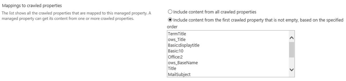 Mapping to crawled properties