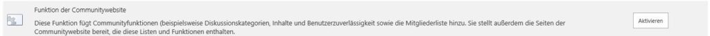 Community Site Feature aktivieren