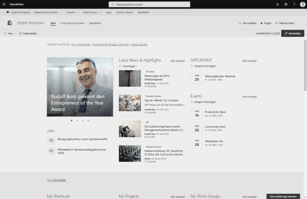 SharePoint Landingpage