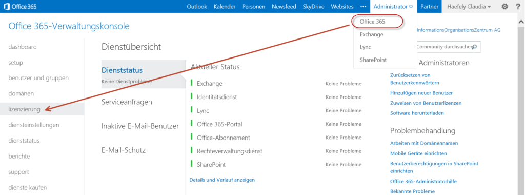 Ein Screenshot des Microsoft Azure-Portals, der die Umgebungsfunktion zeigt.