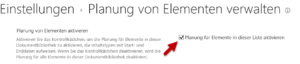 Planung von Elementen aktivieren