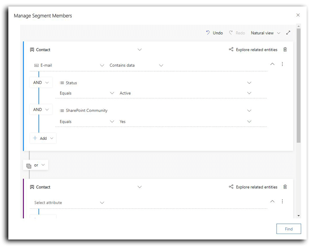 Die Kriterien, nach welchen in Dynamics 365 Marketing gefiltert und Segmente erstellt werden können, ist überwältigend.