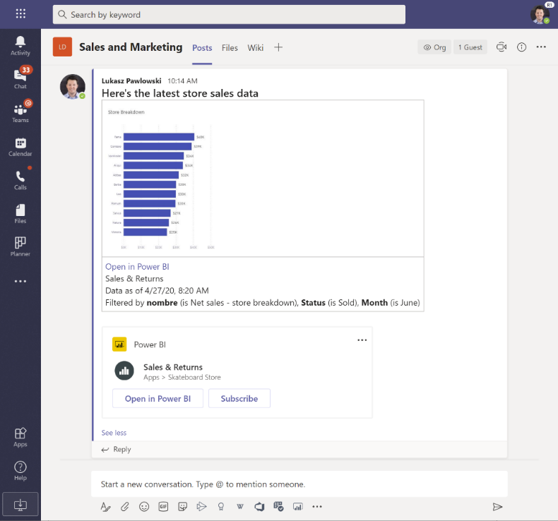 Preview Integration mit Microsoft-Teams