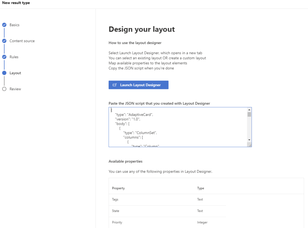 Layout-Design des Result Types