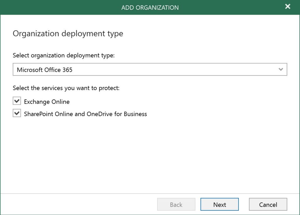 Veeam Einrichtung: Organisation Deployment