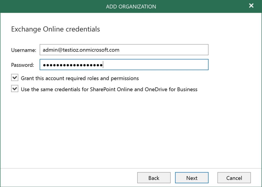 Veeam: O365 Administrator Account