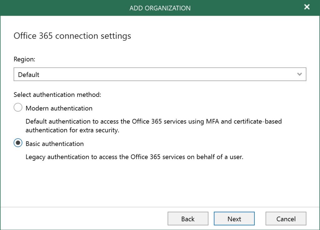 Veeam: Office 365 Connection