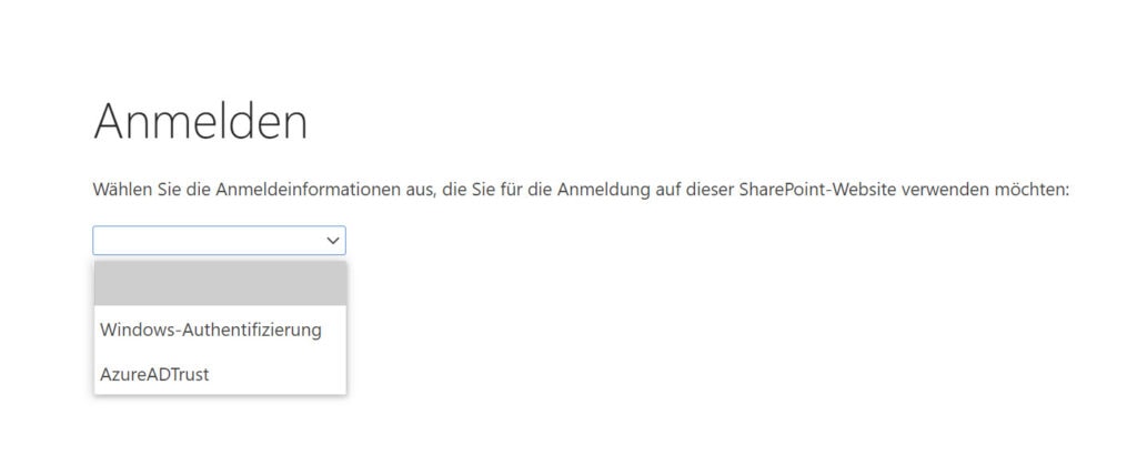 Screenshot: Zusätzliche Authentifizierungsstelle für externe Benutzer