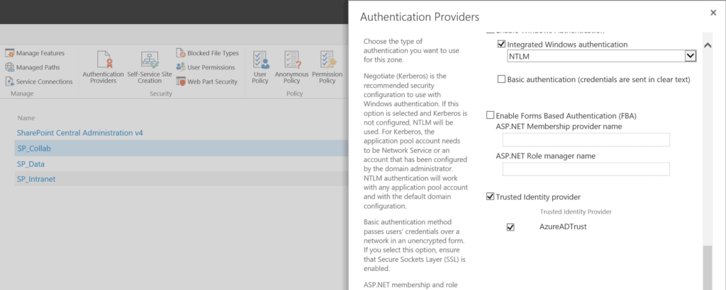 Screenshot: Azure AD als zusätzlicher Authentifizierungsmethode