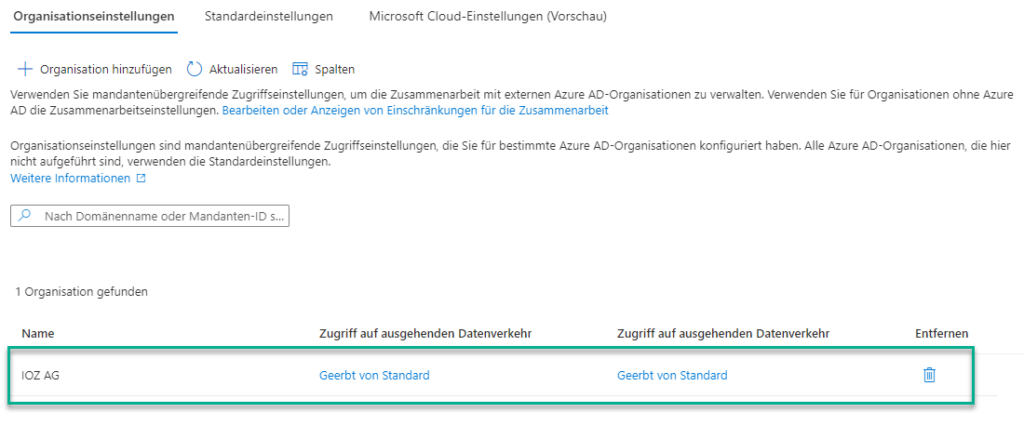 Organisationen berechtigen sich gegenseitig für die Nutzung von Shared Channels: die Organisation wird angezeigt