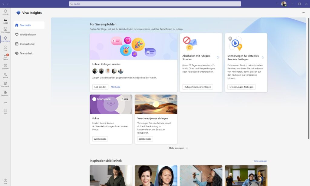 microsof viva insights startseite neu