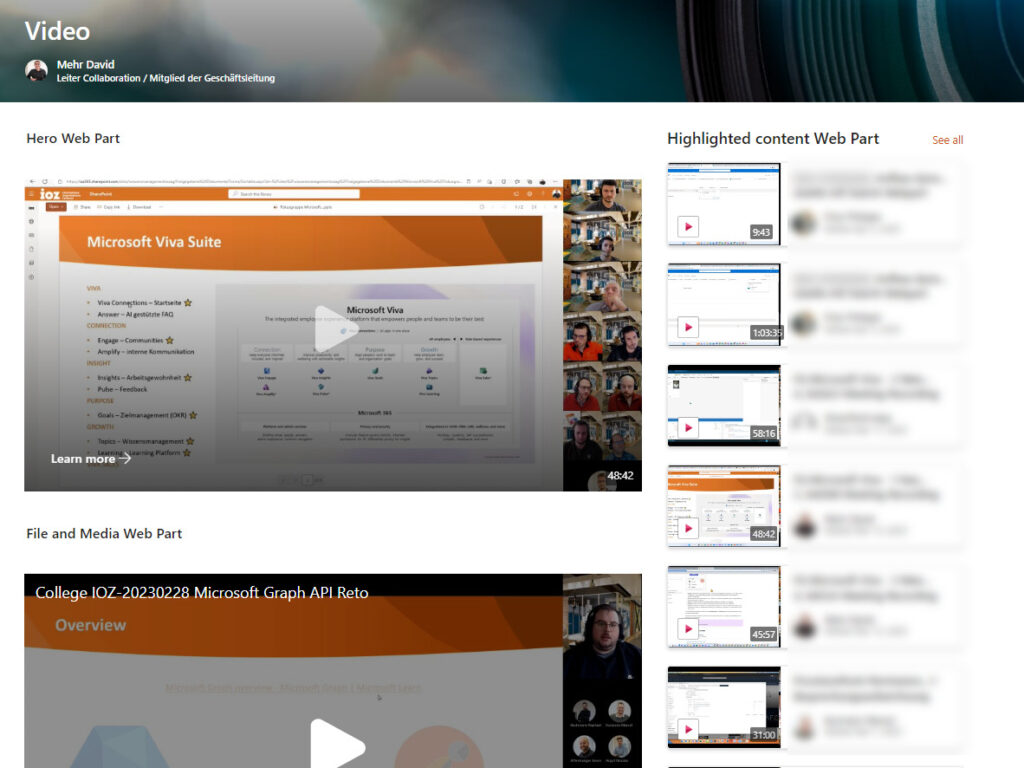 Verwendung von Stream Videos auf einer SharePoint Site