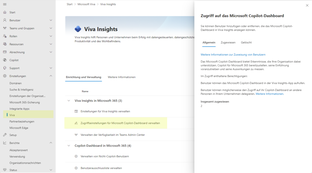 Copilot Dashboard für Viva Insights aktivieren